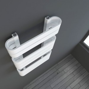 500mm(w) x 850mm(h) "Barlo" White Designer Towel Rail - Close up