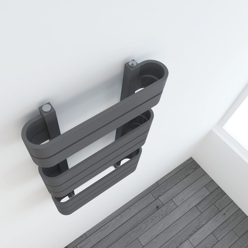 500mm(w) x 850mm(h) "Barlo" Anthracite Designer Towel Rail - Close up