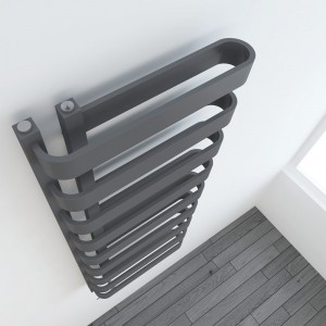 500mm(w) x 1300mm(h) "Barlo" Anthracite Designer Towel Rail (Left or Right Install) - Close up