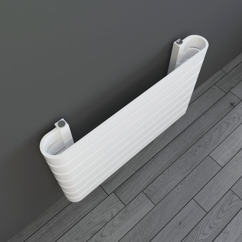 800mm(w) x 500mm(h) "Barlo" White Designer Horizontal Radiator (7 Sections) - Close up