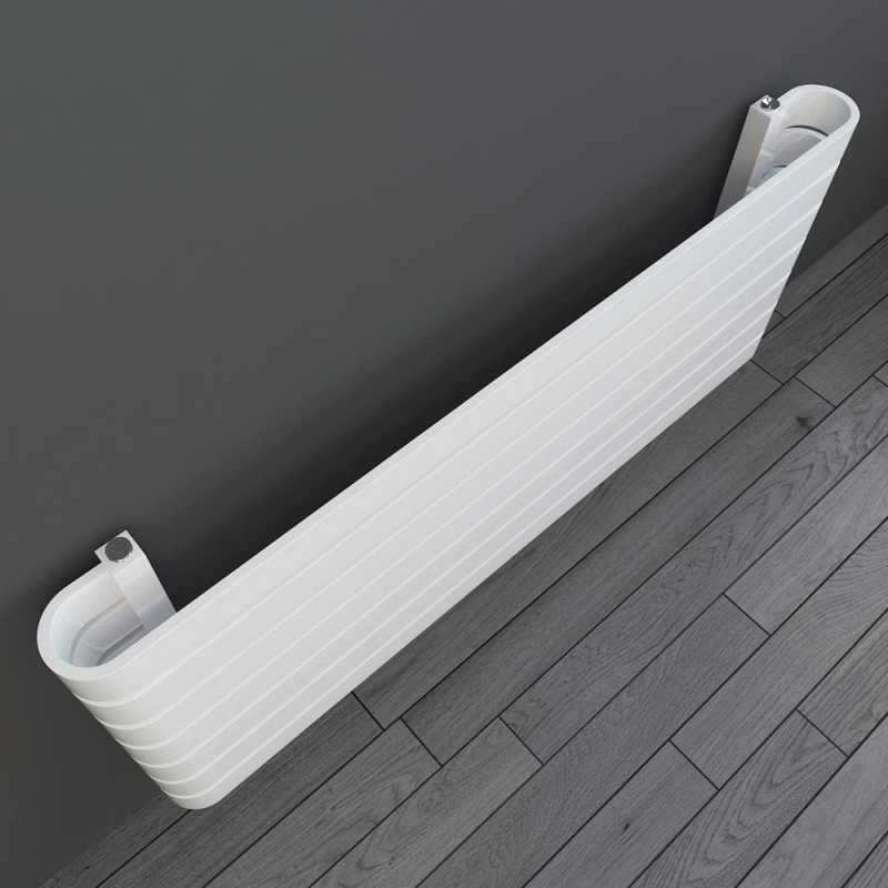 1200mm(w) x 500mm(h) "Barlo" White Designer Horizontal Radiator (7 Sections) - Close up