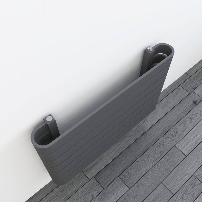 800mm(w) x 500mm(h) "Barlo" Anthracite Designer Horizontal Radiator (7 Sections) - Close up