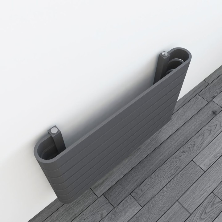 800mm(w) x 500mm(h) "Barlo" Anthracite Designer Horizontal Radiator (7 Sections) - Close up