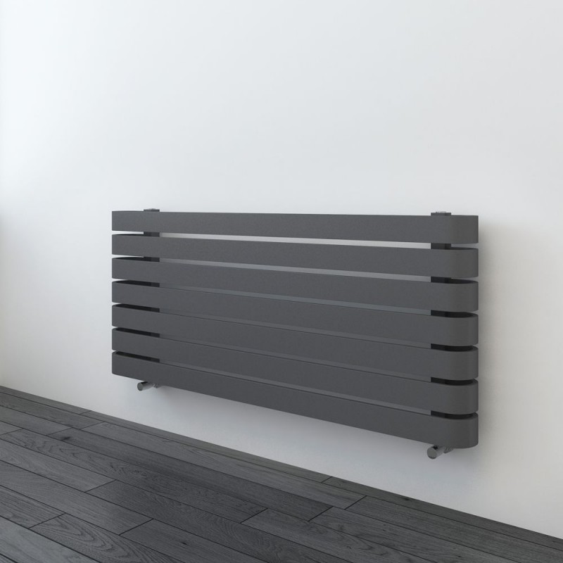 1200mm(w) x 500mm(h) "Barlo" Anthracite Designer Horizontal Radiator (7 Sections)