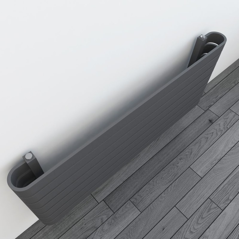 1200mm(w) x 500mm(h) "Barlo" Anthracite Designer Horizontal Radiator (7 Sections) - Close up