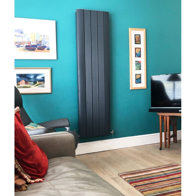 470mm (w) x 1800mm (h) "Cariad" Double Panel Anthracite Vertical Aluminium Radiator (10 Extrusions)