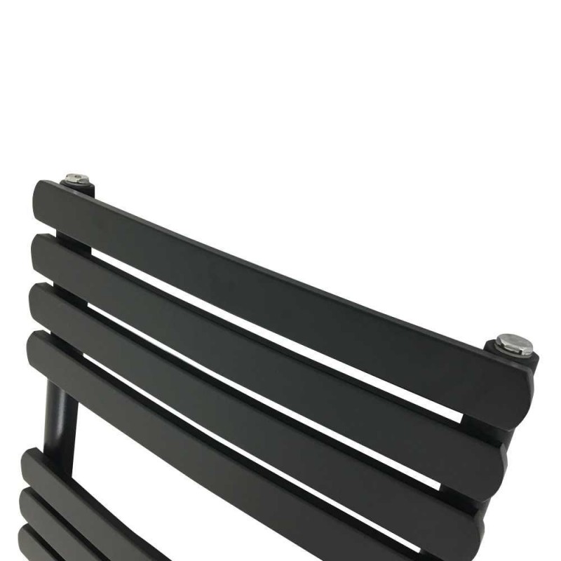 500mm (w) x 800mm (h) "Castell" Black Heated Towel Rail - Close up