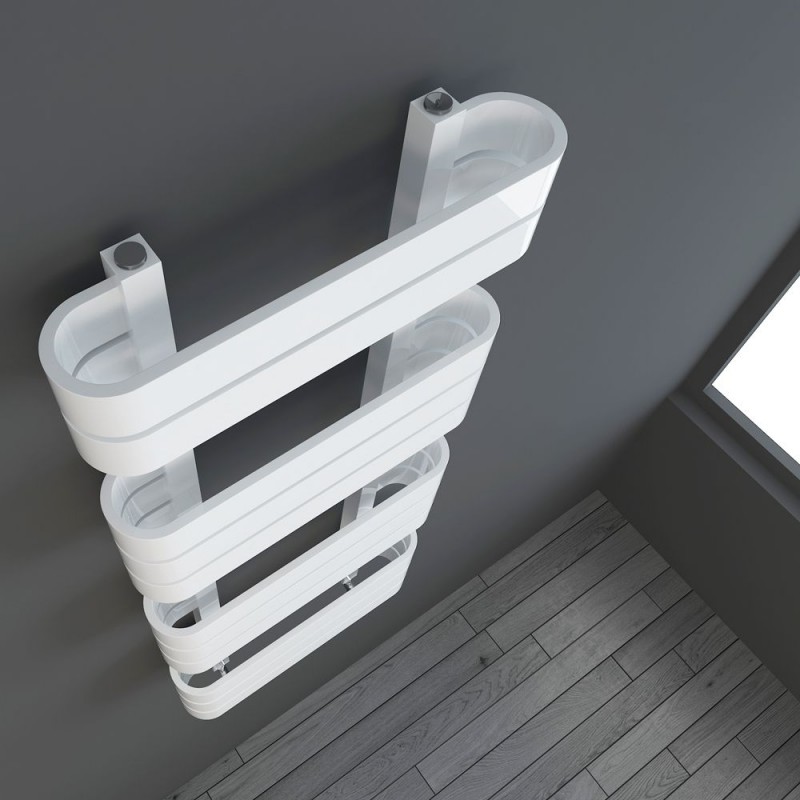 500mm(w) x 930mm(h) Electric "Brecon" White Oval Tube Towel Rail (Single Heat or Thermostatic Option)