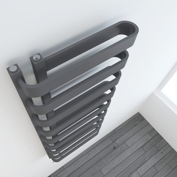 500mm(w) x 850mm(h) Electric "Barlo" Anthracite Designer Towel Rail (Single Heat or Thermostatic Option)