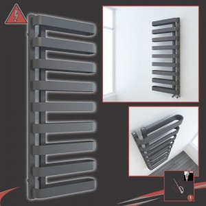 500mm(w) x 850mm(h) Electric "Barlo" Anthracite Designer Towel Rail (Single Heat or Thermostatic Option)