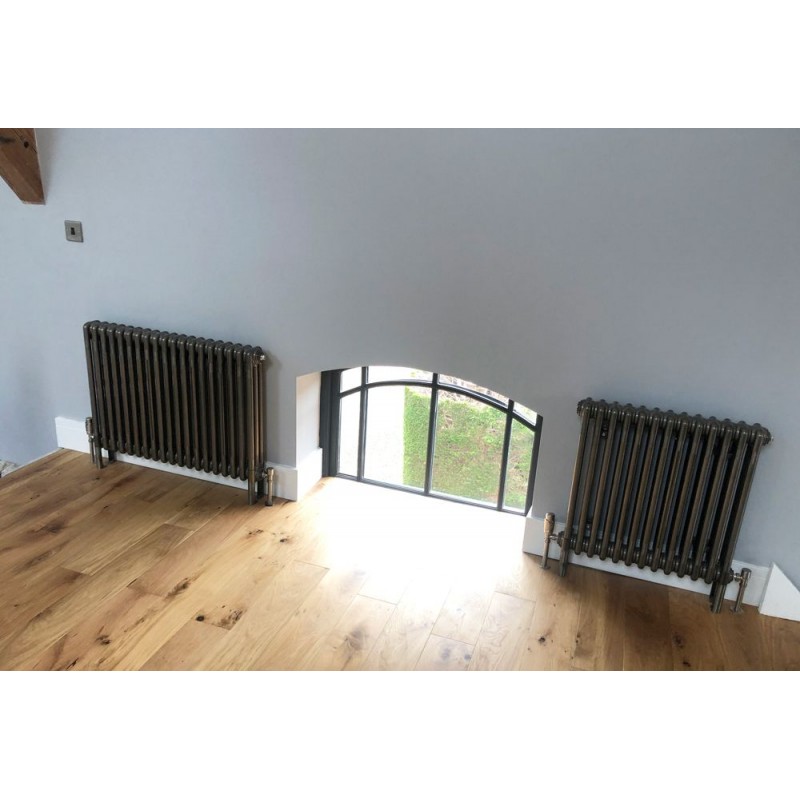 "Korona" 3 Column Bare Metal Lacquered Horizontal Radiators (10 Sizes) + Optional Floor Mounts