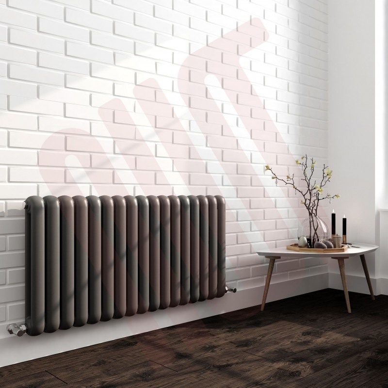 1032mm (w) x 600mm (h) Elias Anthracite Horizontal Column Radiator (17 Sections)