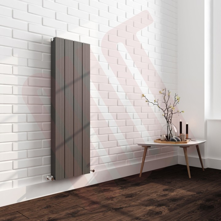 375mm (w) x 1800mm (h) "Newborough" Anthracite Double Aluminium Radiator
