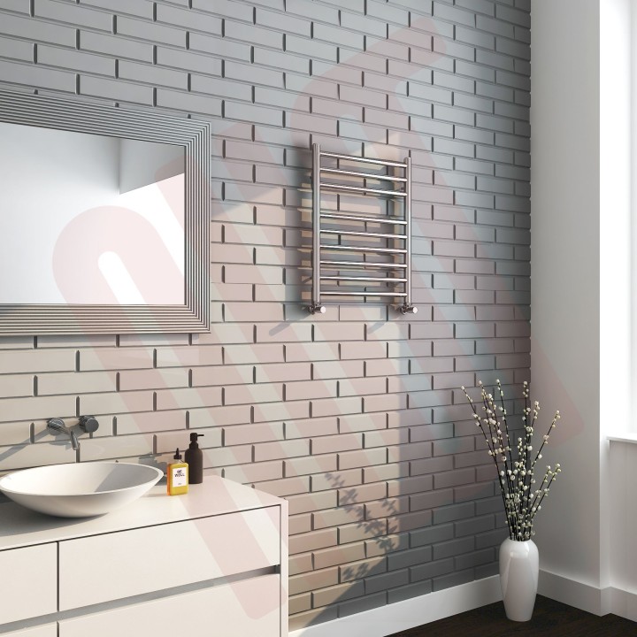 500mm (w) x 600mm (h) Polished Stainless Steel Towel Rail