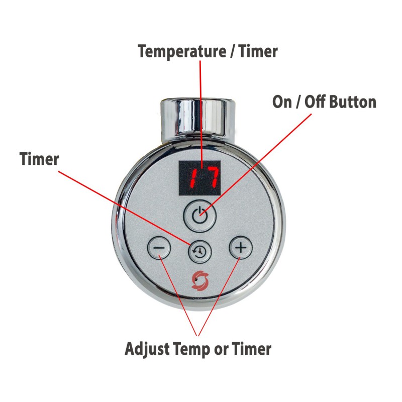 "NOVA" Chrome Thermostatic (Room Stat) Electric Heating Element (300W,600W & 1000W)