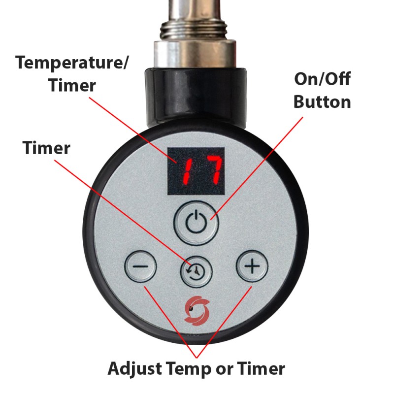 "NOVA" Black Thermostatic (Room Stat) Electric Heating Element (300W,600W & 1000W)