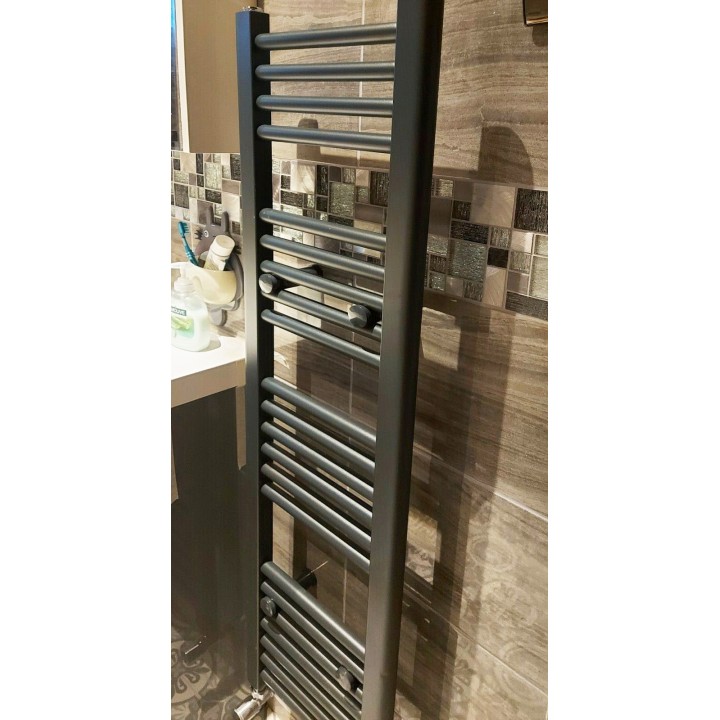 300mm x 1200mm Straight Anthracite Designer Heated Towel Rail