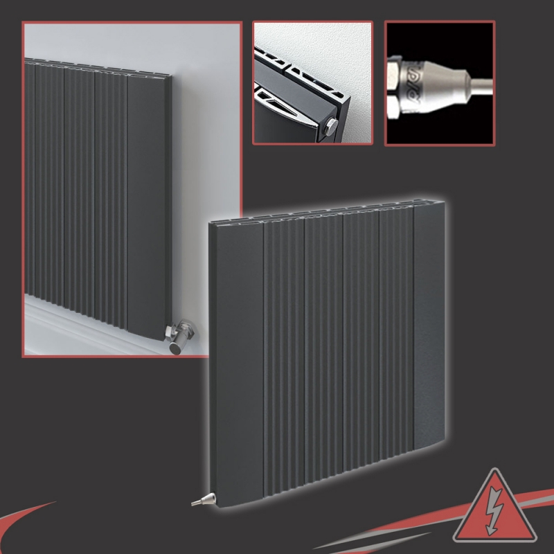 "Cariad" Anthracite Horizontal Double Panel Electric Aluminium Radiators (3 Sizes - Single Heat)