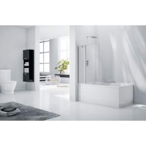 Chrome Fixed Panel with Hinged Bath Screen - 800mm(w) x 1400mm(h) - 6mm Glass