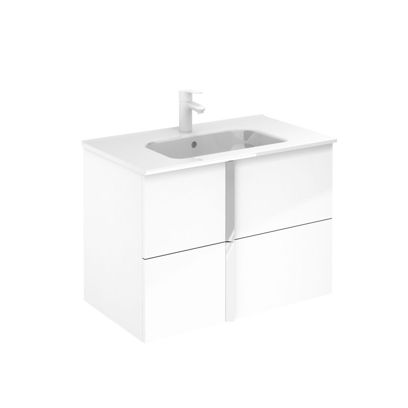 "Onix" 810mm(w) x 585mm(h) x 460mm(d) Gloss White 2 Drawer Wall Hung Vanity Unit