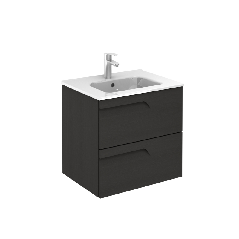 "Vitale" 610mm(w) x 588mm(h) x 390mm(d) Slimline Urban Grey 2 Drawer Vanity Unit Wall Hung