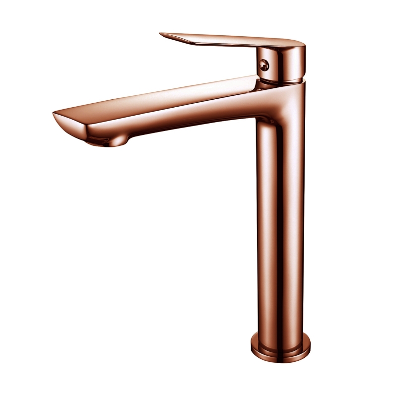 "Sleek" Rose Gold Tall Basin Mixer Tap (Includes Click-Clack Waste)