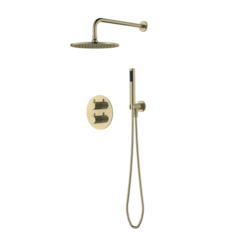 "Mineral" Brushed Brass Round Shower Pack