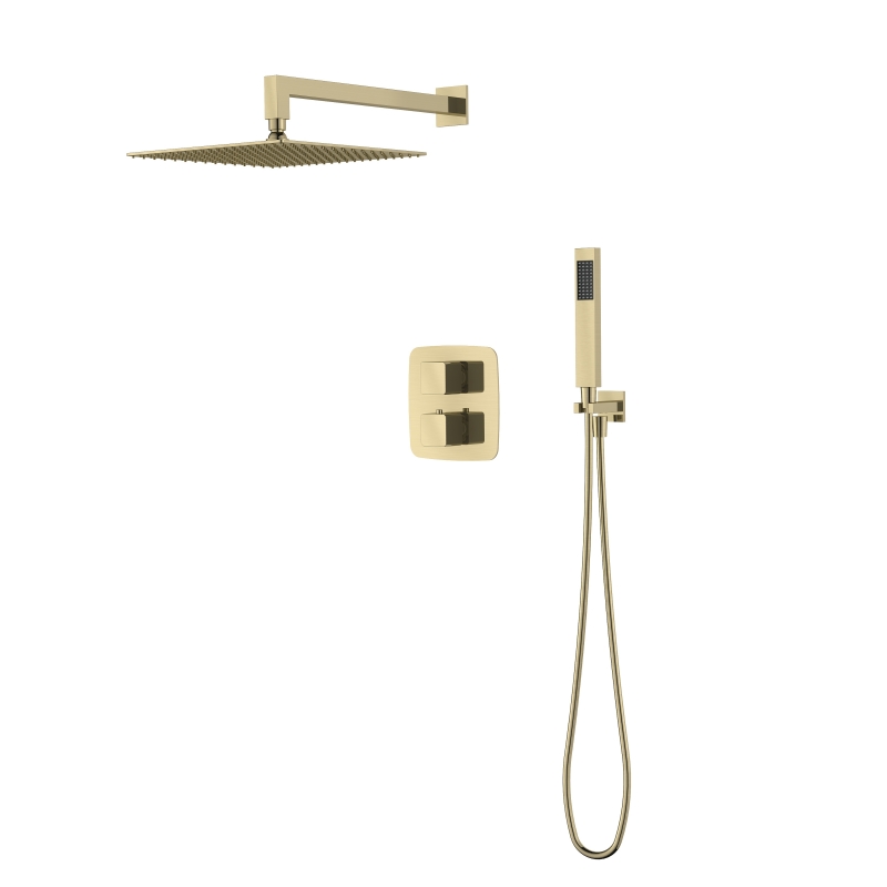 "Mineral" Brushed Brass Square Shower Pack