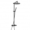 "Nero" Matt Black Shower Column (Round Rainfall Shower Head, Thermostatic Valve & Hand Shower)