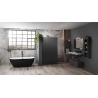 1200mm(W) x 2000mm(H) Black Frosted Shower Screen (Toughened Glass & Black Support Arm)