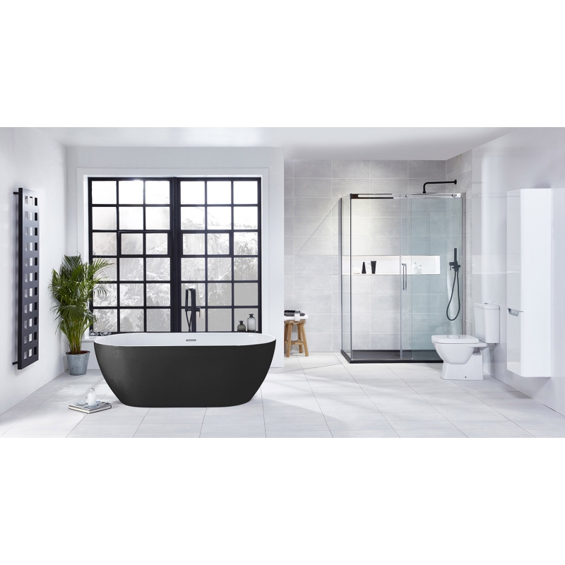 Graphite "Summit" 1680mm(L) x 570mm(W) Matt Black Freestanding Twin Skinned Double-Ended Bath