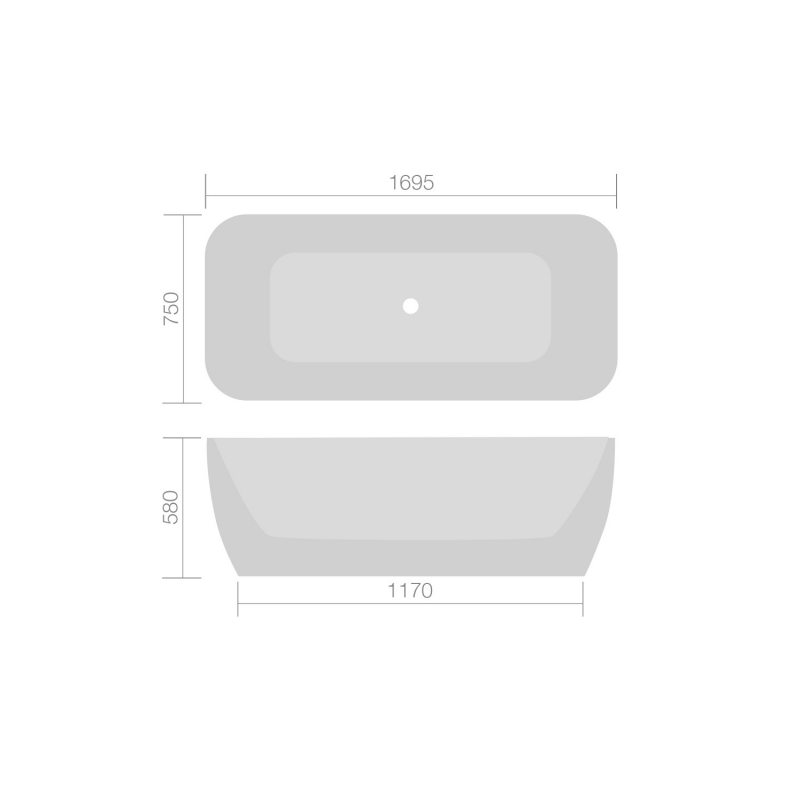 "Eco" 1700mm(L) x 750mm(W) Freestanding Twin Skinned Double-Ended Bath