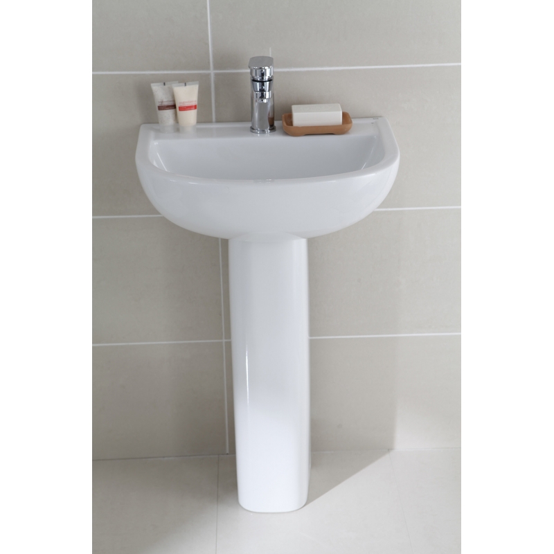 "Compact" 550mm(w) Basin & Pedestal (1 Or 2 Tap Holes)