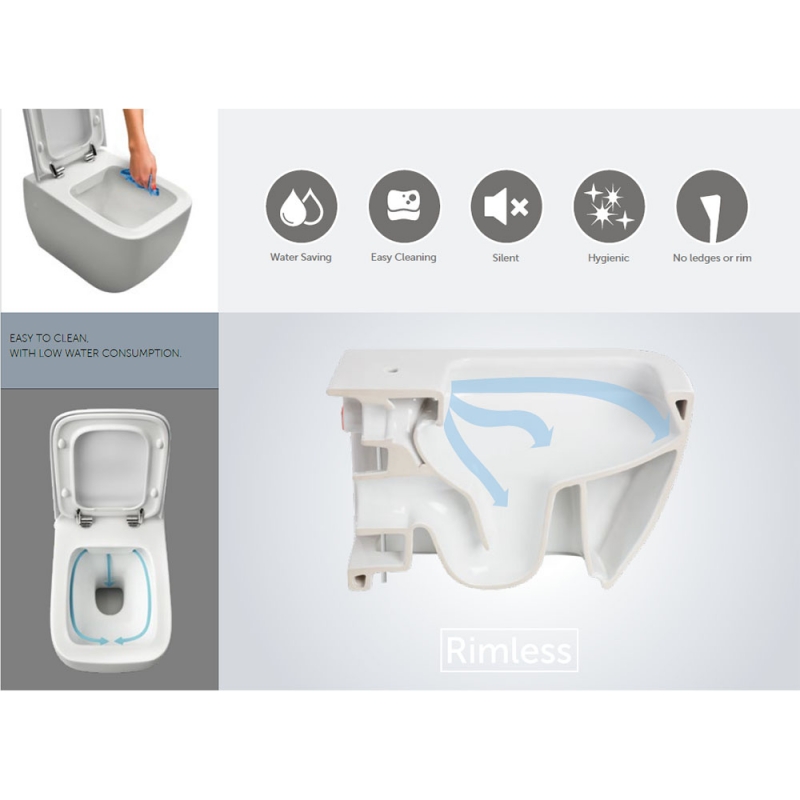 "Sensation" 380mm(W) X 350mm(H) Maxi Wall Hung Toilet