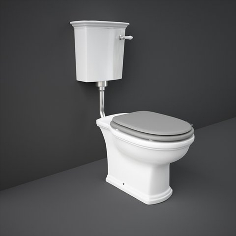 "Washington" 365mm(w) x 1045mm(h) Low Level Traditional Toilet (Includes White Wood Soft Close Seat)