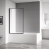 Black Framed "Velar" Bath Screen - 800mm(w) x 1400mm(h) - 6mm Glass