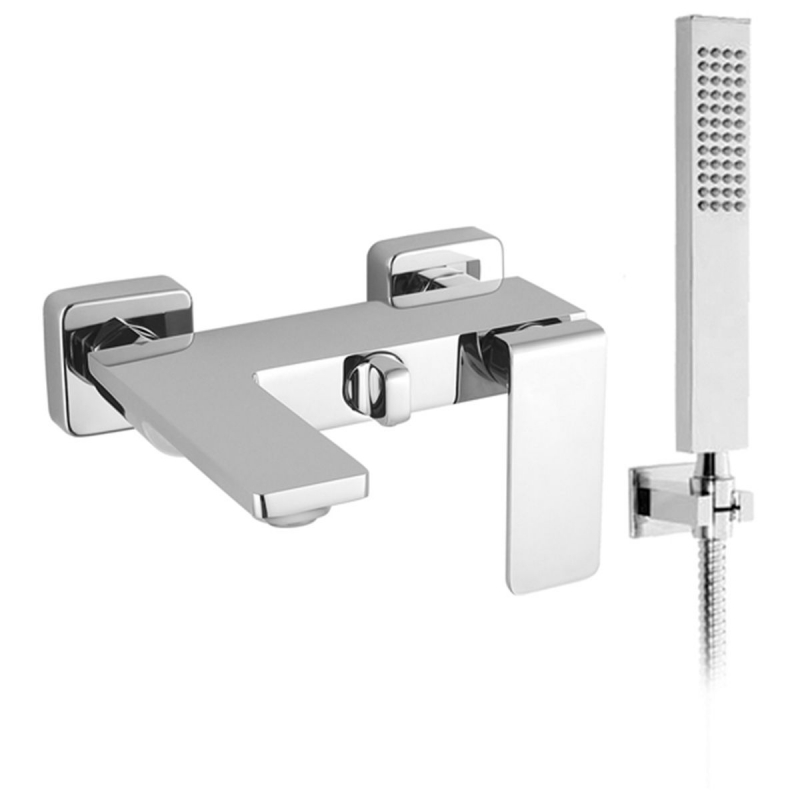 "Move" Chrome Wall Mounted Bath Mixer Tap & Hand Shower