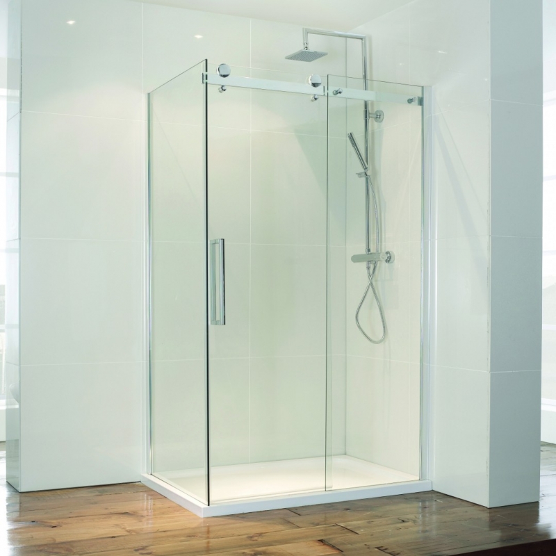 1200mm To 1700mm(W) x 1900mm(H) Frameless Chrome Sliding Shower Enclosure (Toughened Glass)