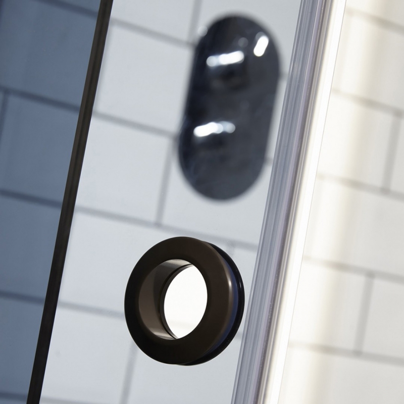 Sphere Single Door Matt Black Tinted Glass Quadrant Shower Enclosure