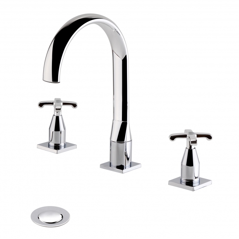 Holborn "Chancery" Chrome 3 Hole Basin Mixer Tap (Includes Click-Clack Waste)