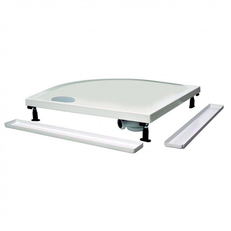 Offset Quadrant "White" Shower Trays - 900mm To 1200mm(W) - Corner Waste (4 Sizes - Left or Right Hand) Optional Easy Plumb Kit