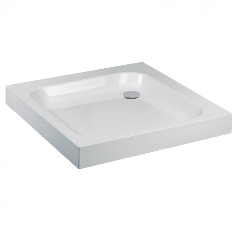 80mm(h) Square "White" Luxury Shower Trays - 700mm To 1000mm (W) - Corner Waste (5 Sizes) Optional Plumb Kit (Plinths & Legs)