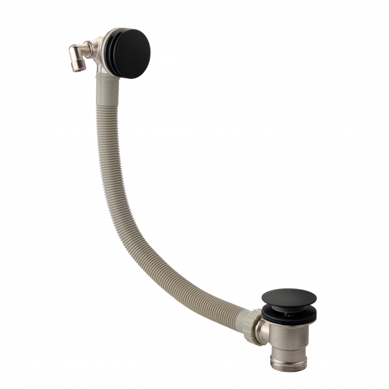 Matt Black Round "Cascade" Bath Filler with Matching Waste