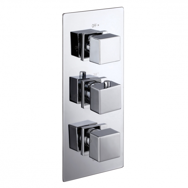 Cube Chrome 3-Way Concealed Thermostatic Shower Valve