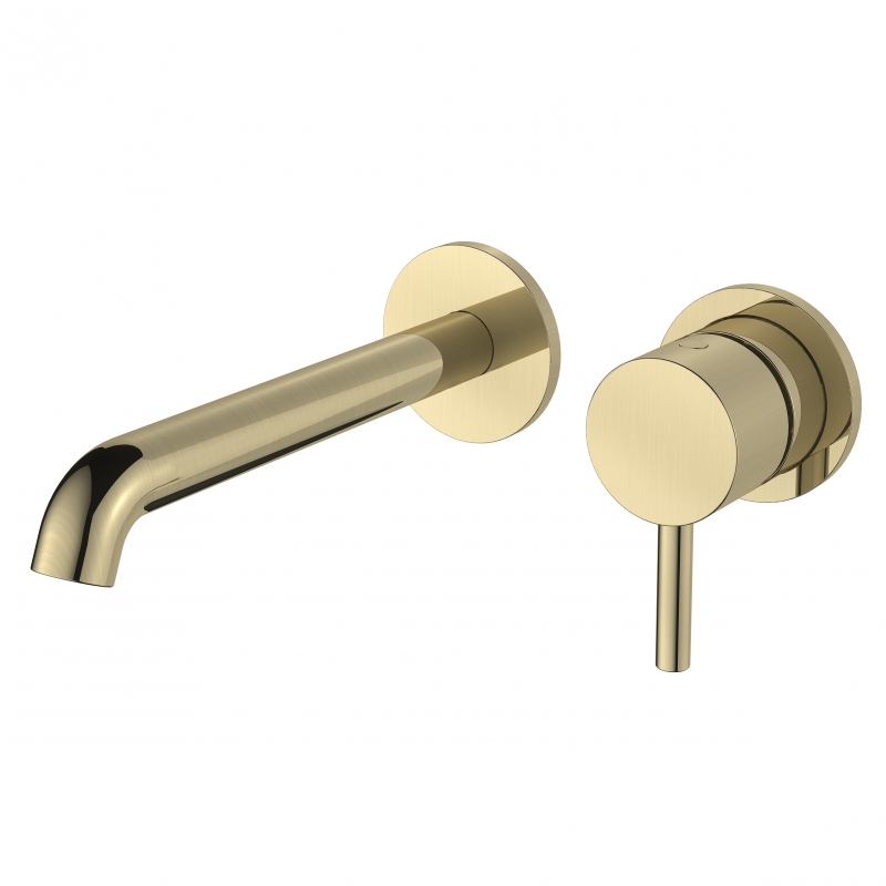 "Mineral" Brushed Brass Wall Mounted Basin Mixer Tap