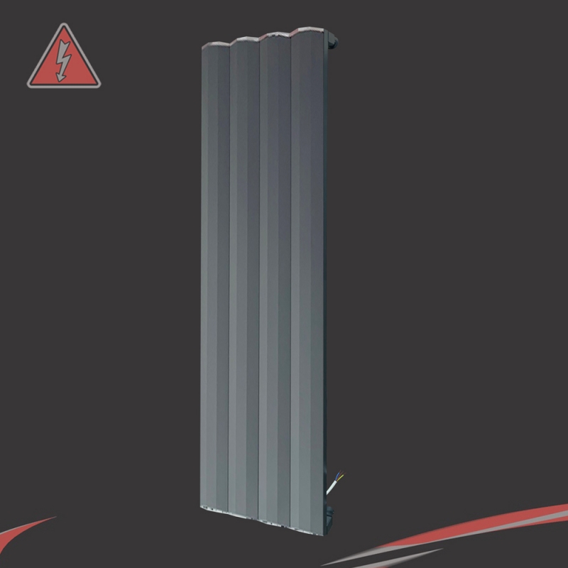 404mm (w) x 1800mm (h) "Blocco" Anthracite Vertical Electric Aluminium Radiator (4 Extrusions)