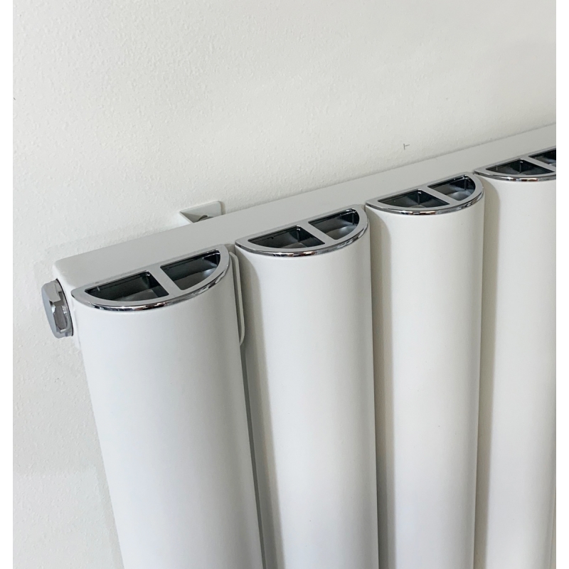 555mm (w) x 600mm (h) "Taurus" White Horizontal Aluminium Radiator - close up