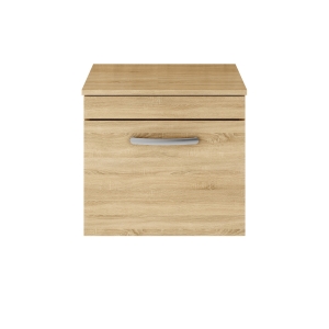 Athena Natural Oak 500mm Wall Hung Cabinet & Worktop
