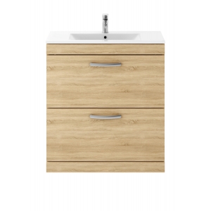 Athena Natural Oak 800mm Floor Standing Cabinet & Minimalist Basin