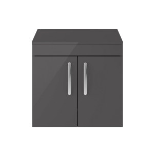 Athena Gloss Grey 600mm Wall Hung Cabinet & Worktop